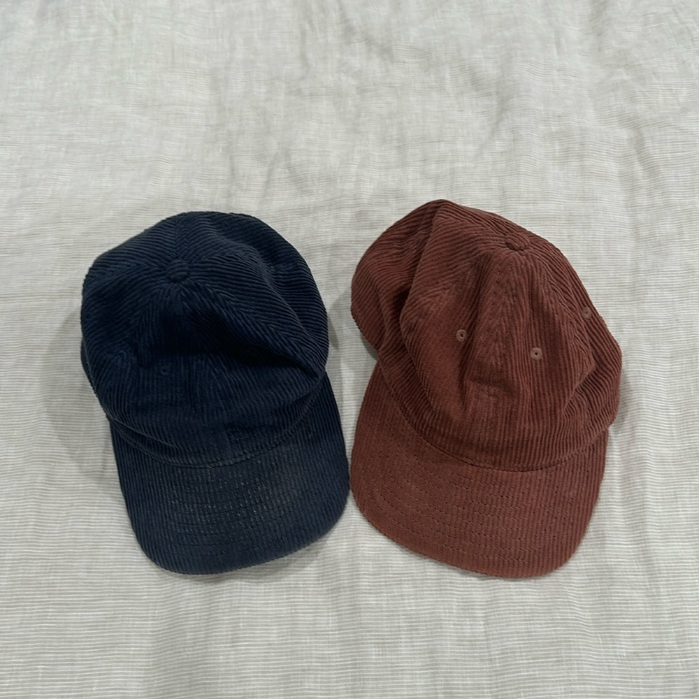 Corduroy Baseball Cap Set - Navy and Brown
